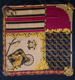 Vintage 80s navy red gold equestrian square scarf