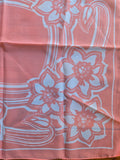 Vintage 60s Peach and White Floral Square Scarf