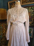 Vintage 70s Gunne Sax White & Pink Floral Dress