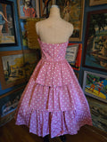 Vintage 80s Pink and White Polka Dot Formal Dress