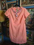 Vintage 60s Orange beaded polyester wiggle dress