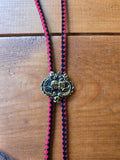 Unforgiven Kissing Angels Red & Black Leather Bolo Tie