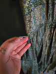 Vintage Volup Pastel Blue and Green Paisley Shirt Dress