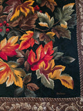 Vintage 70s Black Brown and Orange Fall leaf scarf