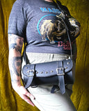 Unforgiven Upcycled Round Motorcycle Bag Purse