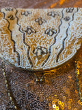 Vintage 30s Art Deco White  beaded clutch handbag
