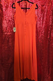 Vintage 70s Burnt Orange Chiffon Dress with Cape