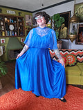 Vintage Royal Blue Lace Collar Dress