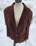 Vintage 90s Dark Brown Suede Fringe Jacket