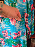 Vintage 80s Blue and Pink Orchid Hawaiian Shirt