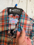 Unforgiven Upcycled Rose Orange Green Plaid Western