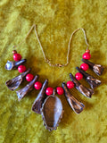 Unforgiven Cow Teeth & Brass Pendant Necklace