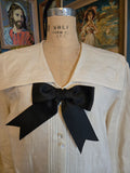 Vintage 90s white cotton sailor top with black bow
