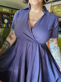 Gently Used Zaful Navy Blue Fit & Flare Shirt Dress