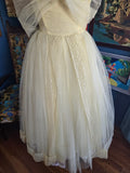 Vintage 50s Yellow Tulle Prom Dress with Shrug