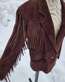 Vintage 90s Dark Brown Suede Fringe Jacket