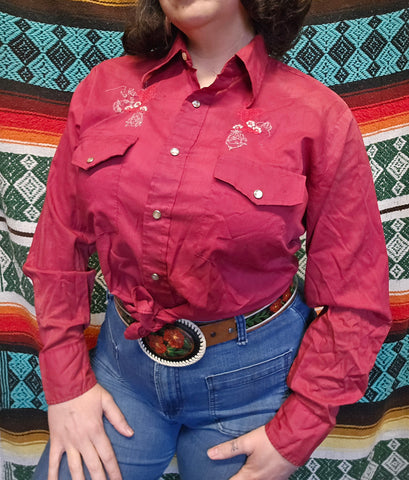 Vintage 60s Red Bronco Western Shirt