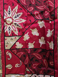 Vintage 90s Burgundy and Pink Paisley Long Silk Scarf