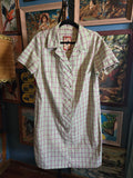Vintage 50s Green and Brown Plaid Shirt Dress