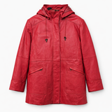 Vintage 90s Maroon Leather Jacket with Hood