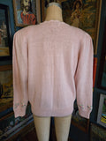 Vintage 80s pink flower knit cardigan sweater