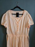 Vintage 70s pink eyelet lace print dress