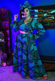 Handmade African Teal and Black Print Top & Pant Set