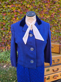 Vintage 60s Blue Velvet Collared Blazer Jacket