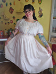 Vintage 70s pink eyelet lace print dress