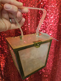 Vintage Clear White lucite purse with metal frame