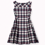 Vintage 60s Green Red Blue Plaid Belted Dress