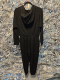 Gently Used Foxblood Black Hooded Jumpsuit