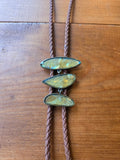 Reds Retro Abalone Shell & Brown Leather Bolo Tie