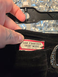 Vintage 1970s Black Velvet Ruffle Wrap Buckle Skirt