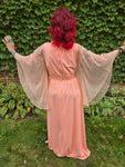 Vintage 70s Orange Angel Sleeve Maxi Dress