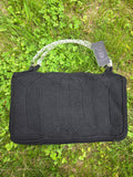 Vintage 40's Black Knit Bag Twisted Lucite Handle