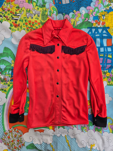 Vintage Kids Red Fringe Western Top