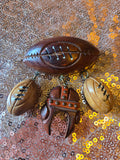 Vintage 40s wooden football Dangling charm brooch