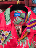 Vintage 80s Red Surf Board Hawaiian Shirt