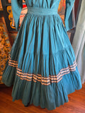 Vintage 50s Teal Western Patio Skirt Set