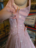 Vintage 50's Claudia Young Pink Polka Dot Dress