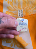 Vintage 70s Orange Floral Long Polyester Scarf
