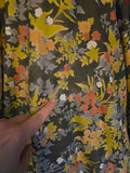 Vintage 50s Gray and Yellow Floral Fit and Flare Dress