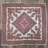 Vintage 70s Red and Pink Paisley Rayon Square Scarf