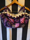 Handmade Purple and Whit Bark Cloth Three Piece Set
