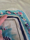 Vintage 50s white blue and pink floral square silk scarf