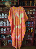 Vintage 70s Yellow and Pink Kaftan