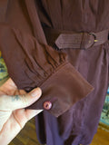 Vintage 40s burgundy work wear dress with belt