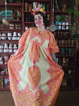 Vintage 70s Yellow and Pink Kaftan