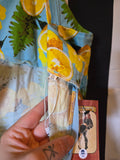 Gently Used Blue and Yellow Lemon Dress with Cape